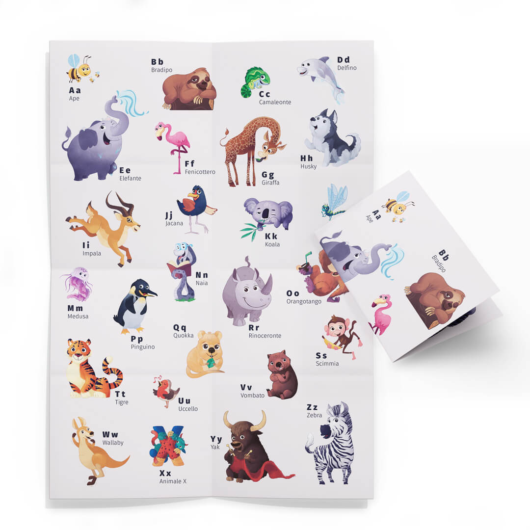 ABC-poster con animali (formato DIN A2, spedito piegato)